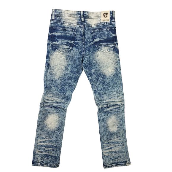 NWT Encrypted NYC Flex Denim Bleached Zip Jeans Zippered Knees Women Size: 10 - Picture 2 of 15